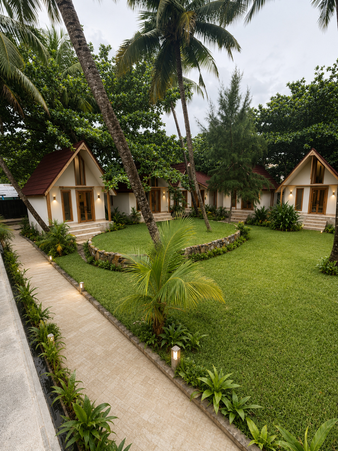 Garden Collection A-frames set among palms and lawns
