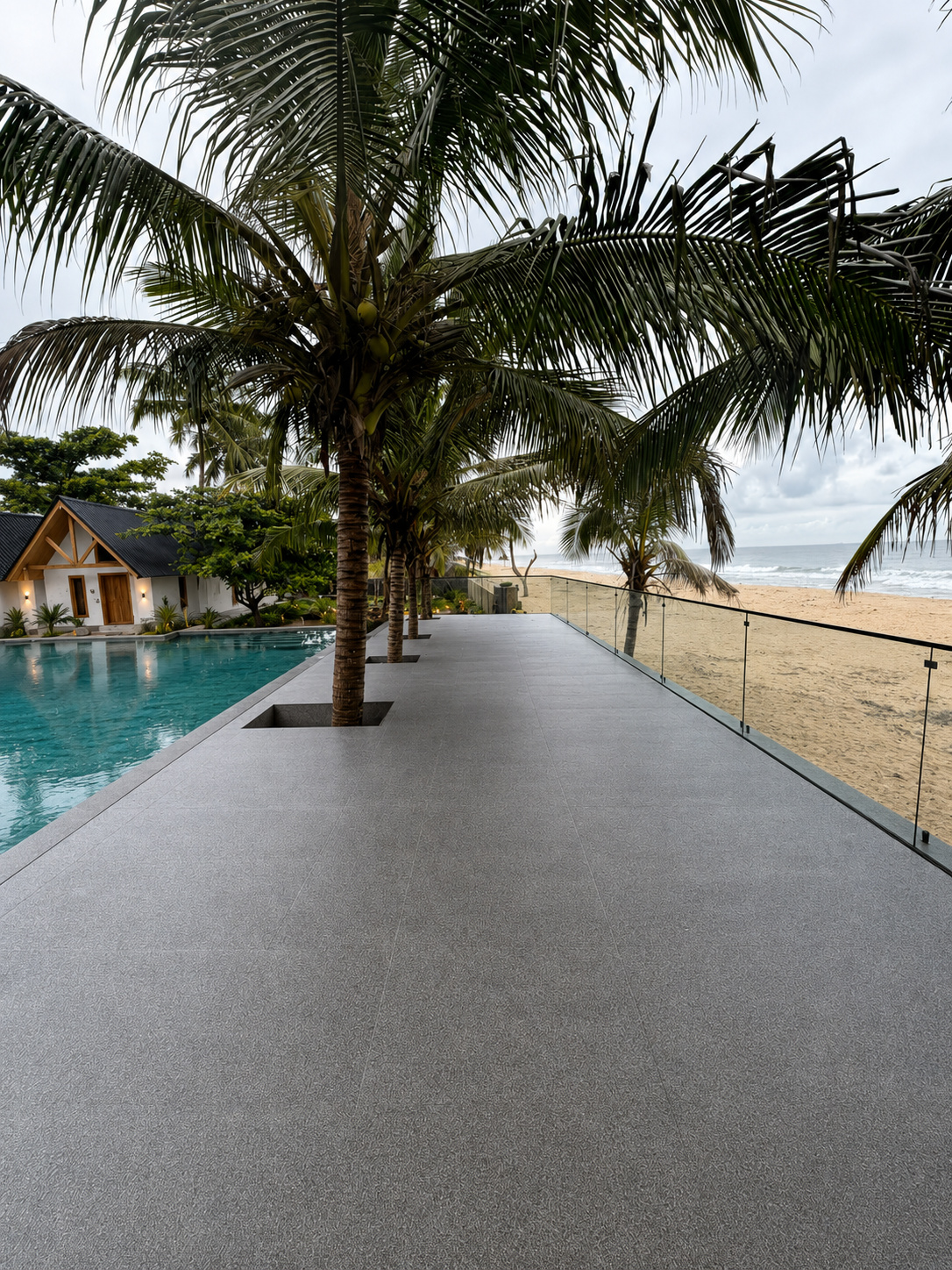 Beachfront pool deck facing the Atlantic Ocean
