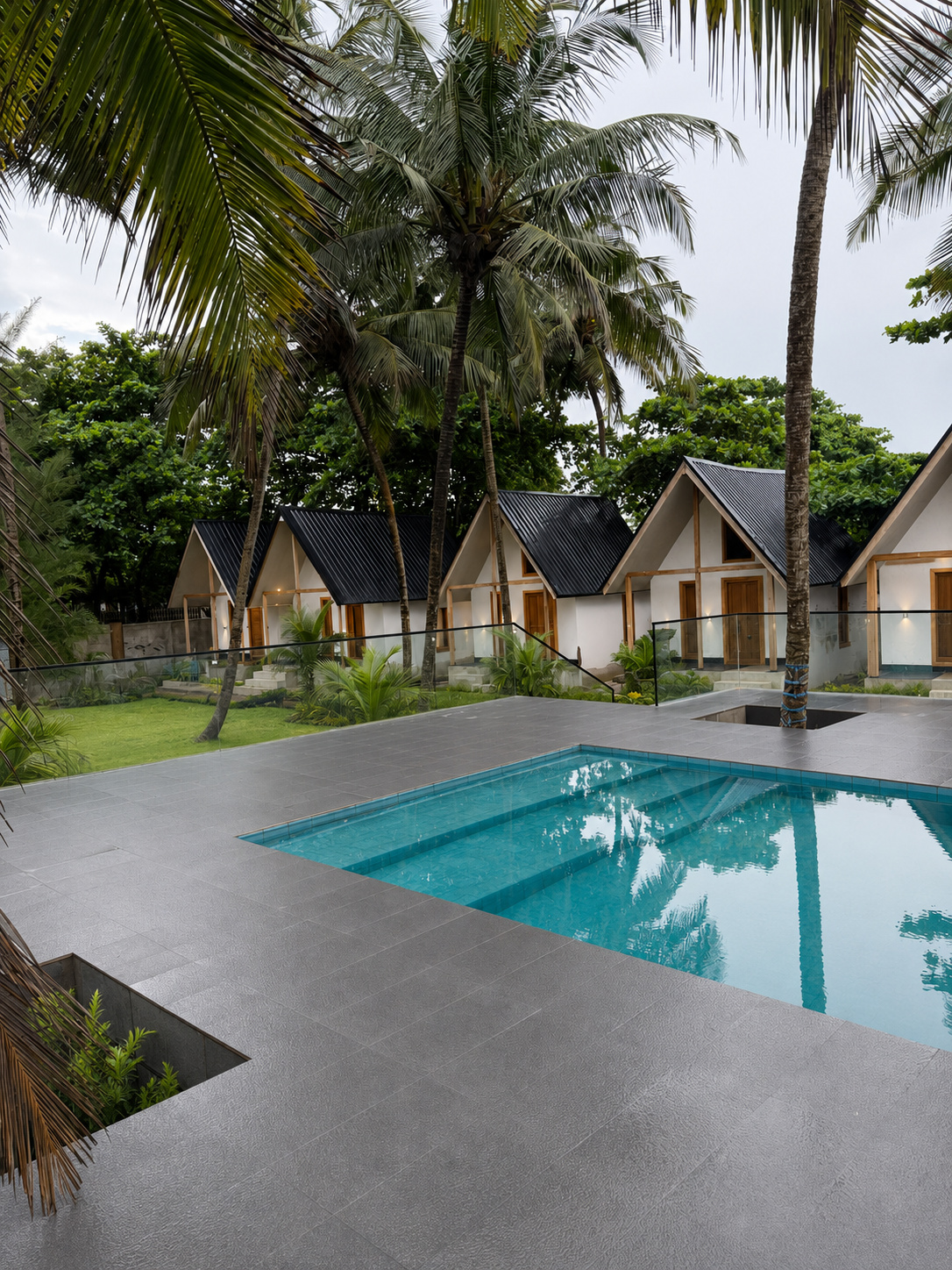 Courtyard pool and garden A-frames