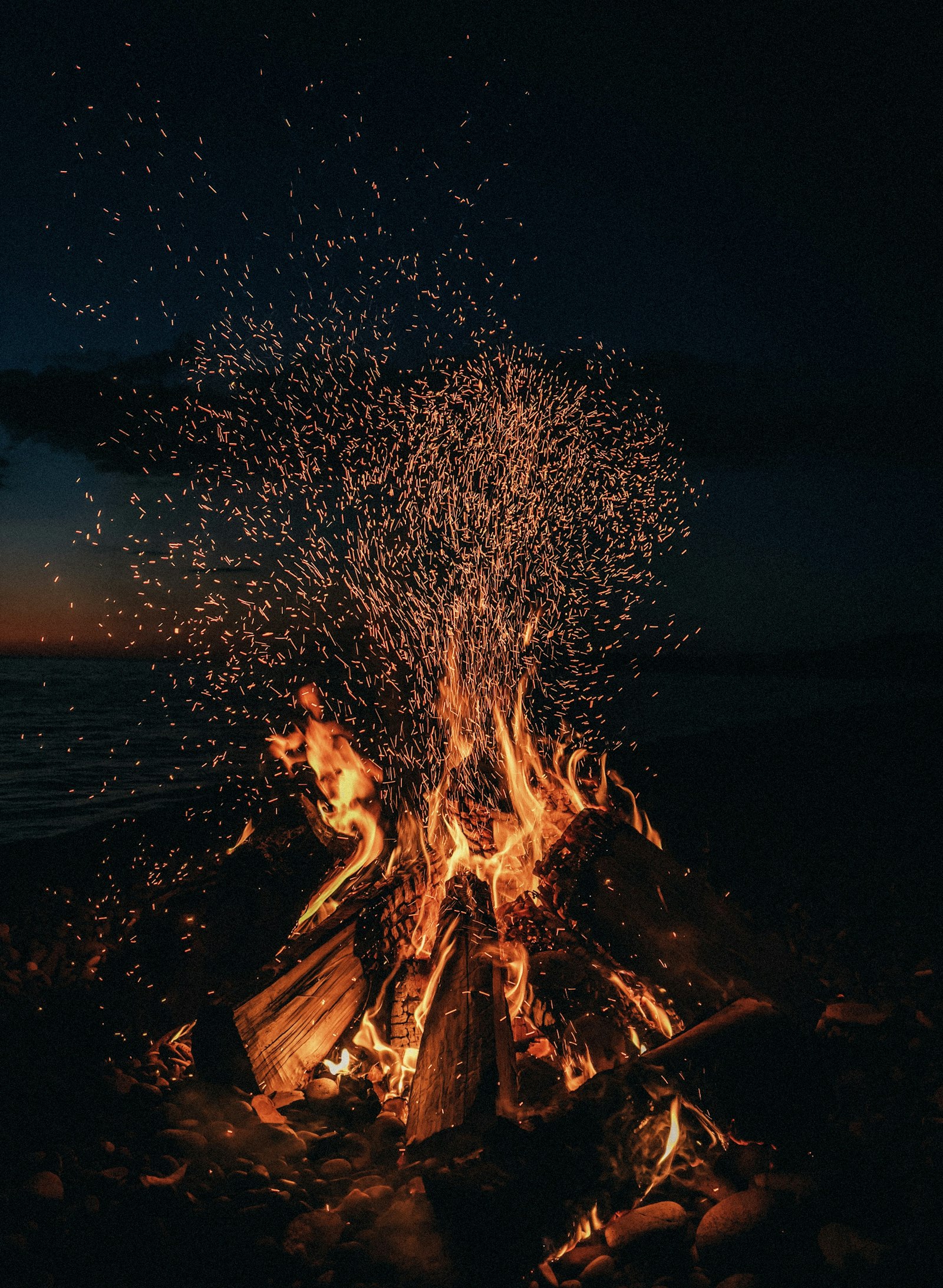 Beach bonfire under the stars